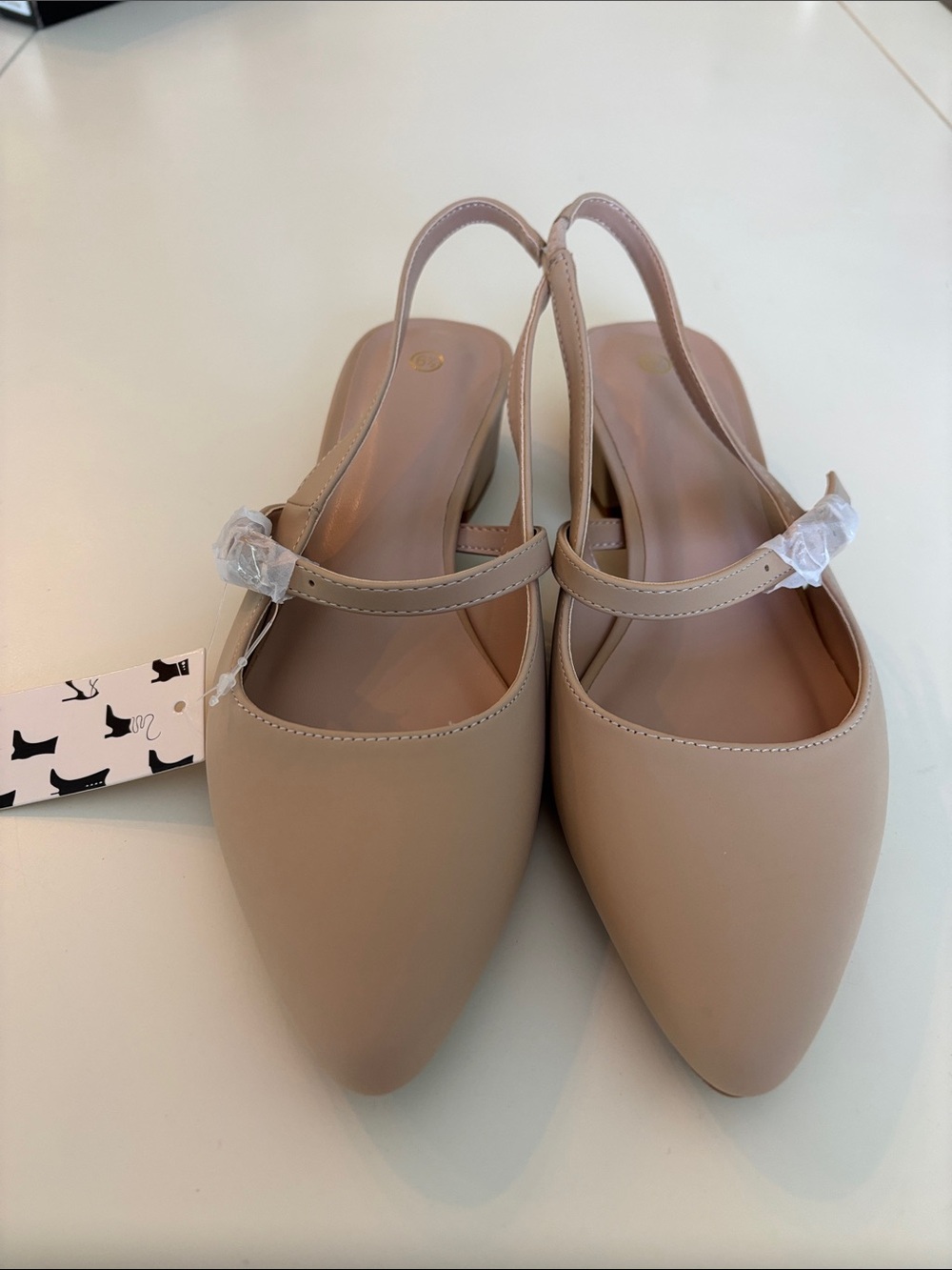 Women's Nude Slingback Pointed Flats 6.5